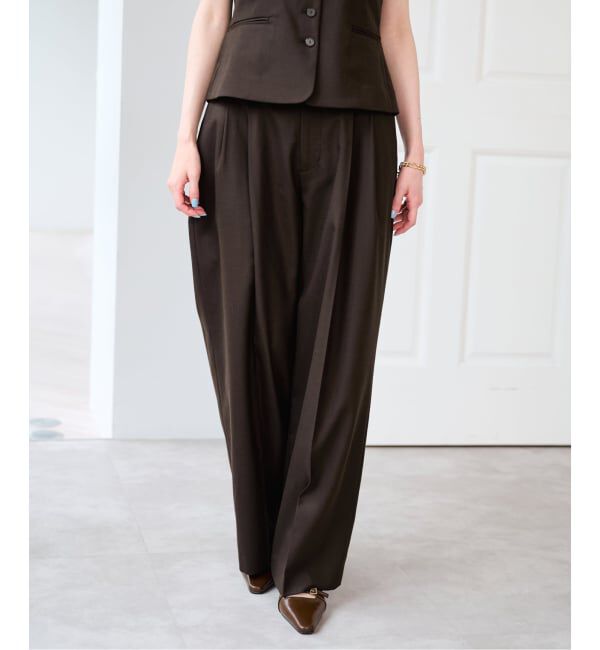 U by SPICK&SPAN「ツイルストレッチタックパンツ」|スラックス|