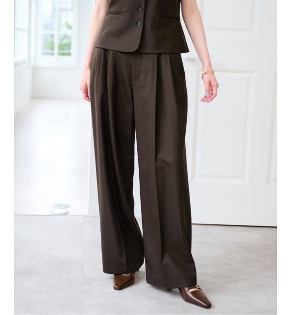 U by SPICK&SPAN「ツイルストレッチタックパンツ」|スラックス|
