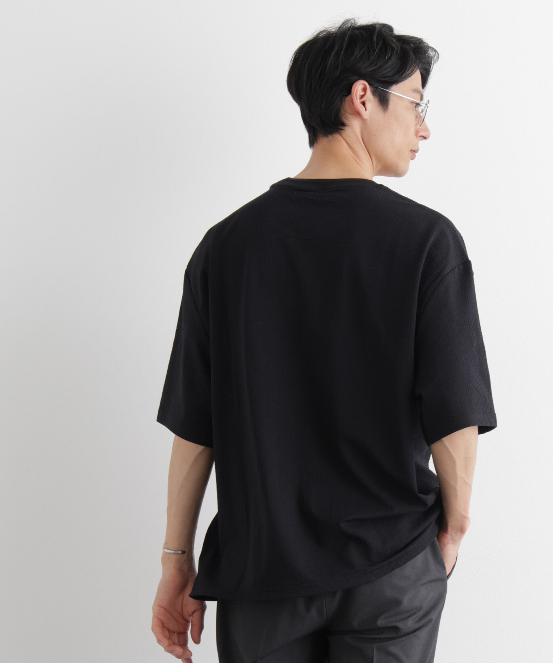 nano･universe「シルケットサッカーワイドTシャツ 半袖」|Tシャツ・カットソー|