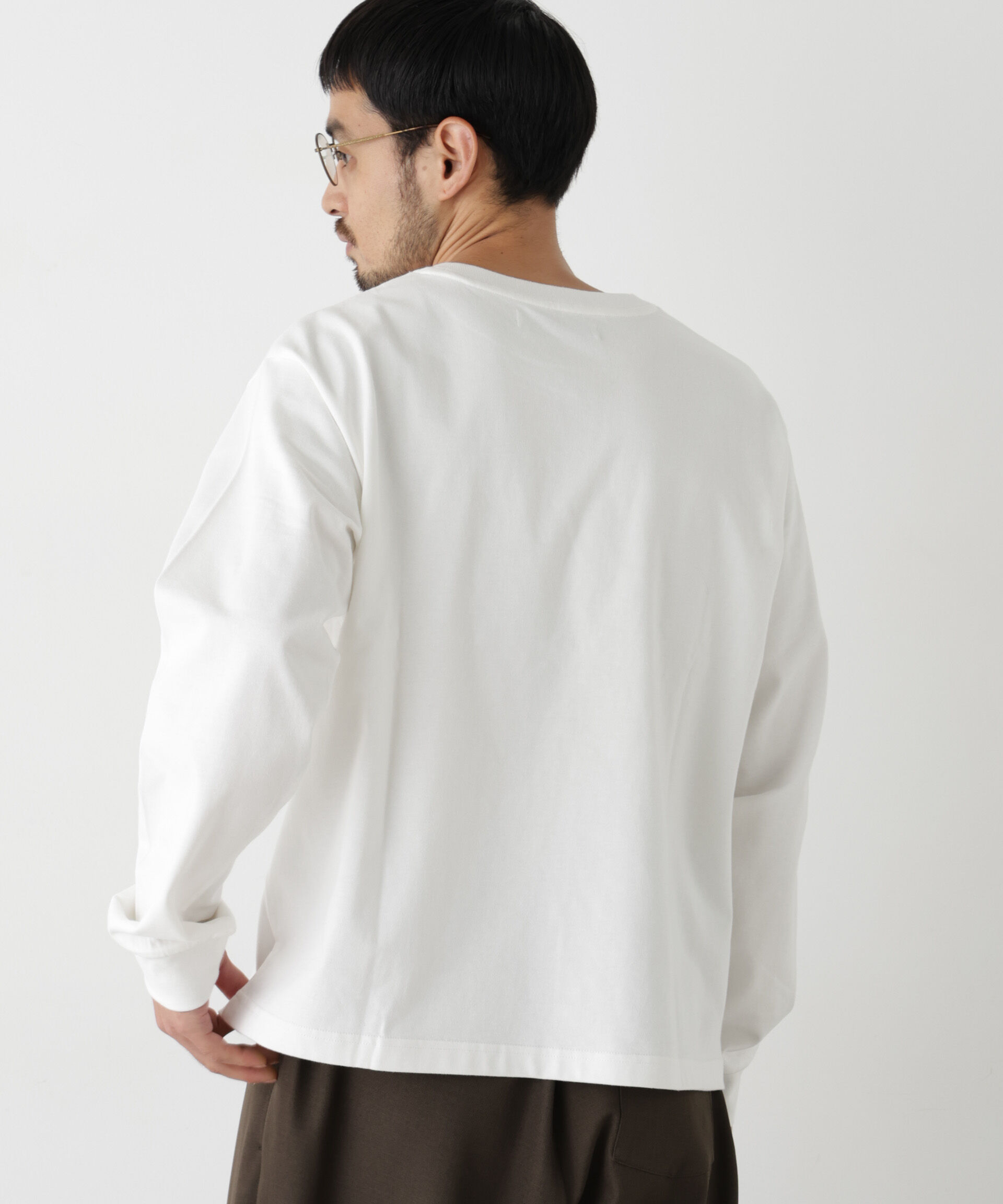 NANO universe「WEB限定/度詰めプレーティングクロップドTシャツ長袖」|Tシャツ・カットソー|