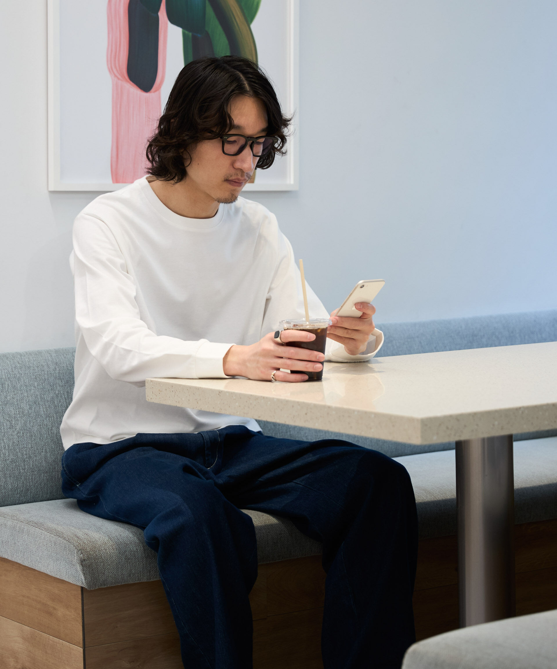 NANO universe「WEB限定/度詰めプレーティングクロップドTシャツ長袖」|Tシャツ・カットソー|