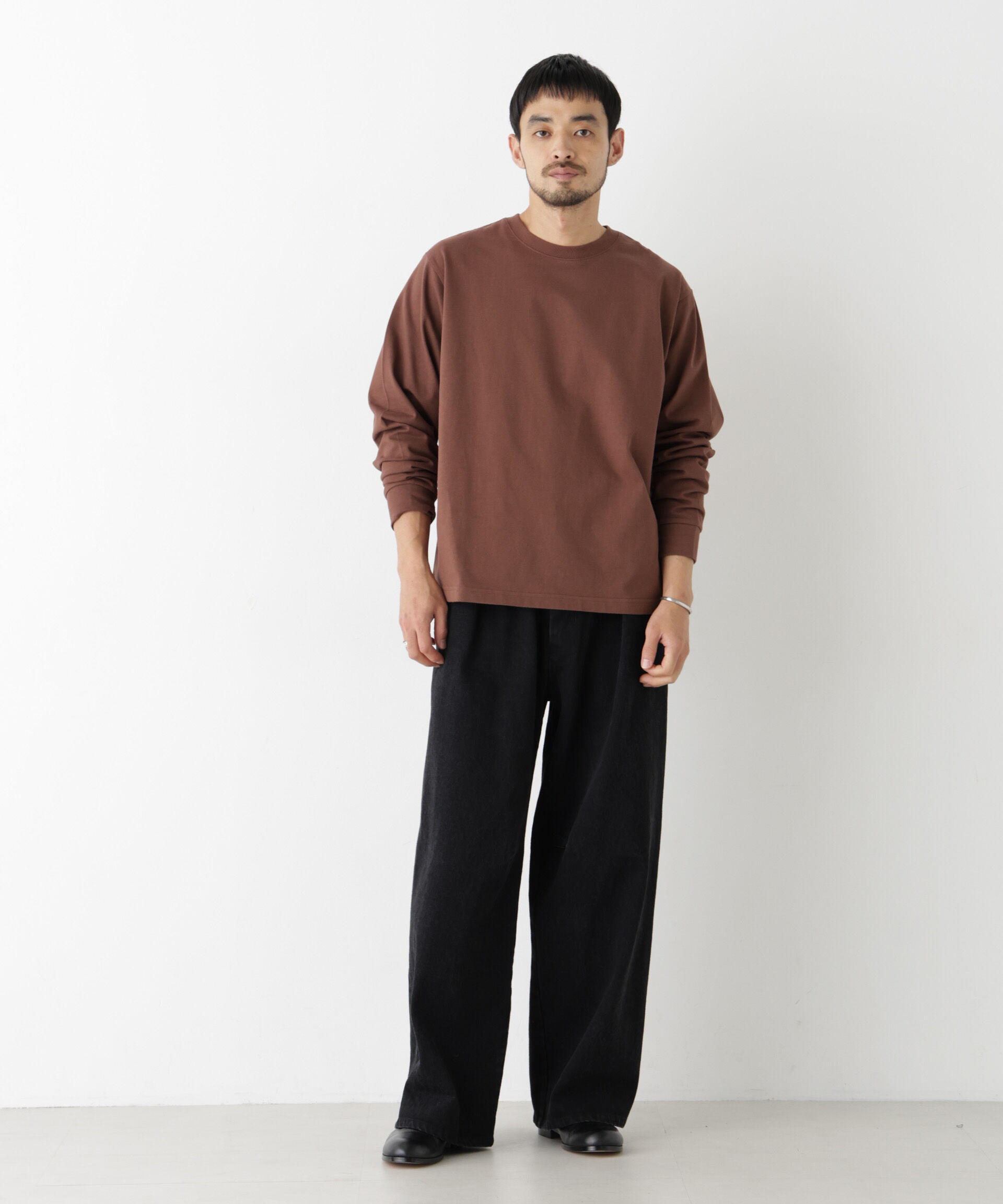 NANO universe「WEB限定/度詰めプレーティングクロップドTシャツ長袖」|Tシャツ・カットソー|