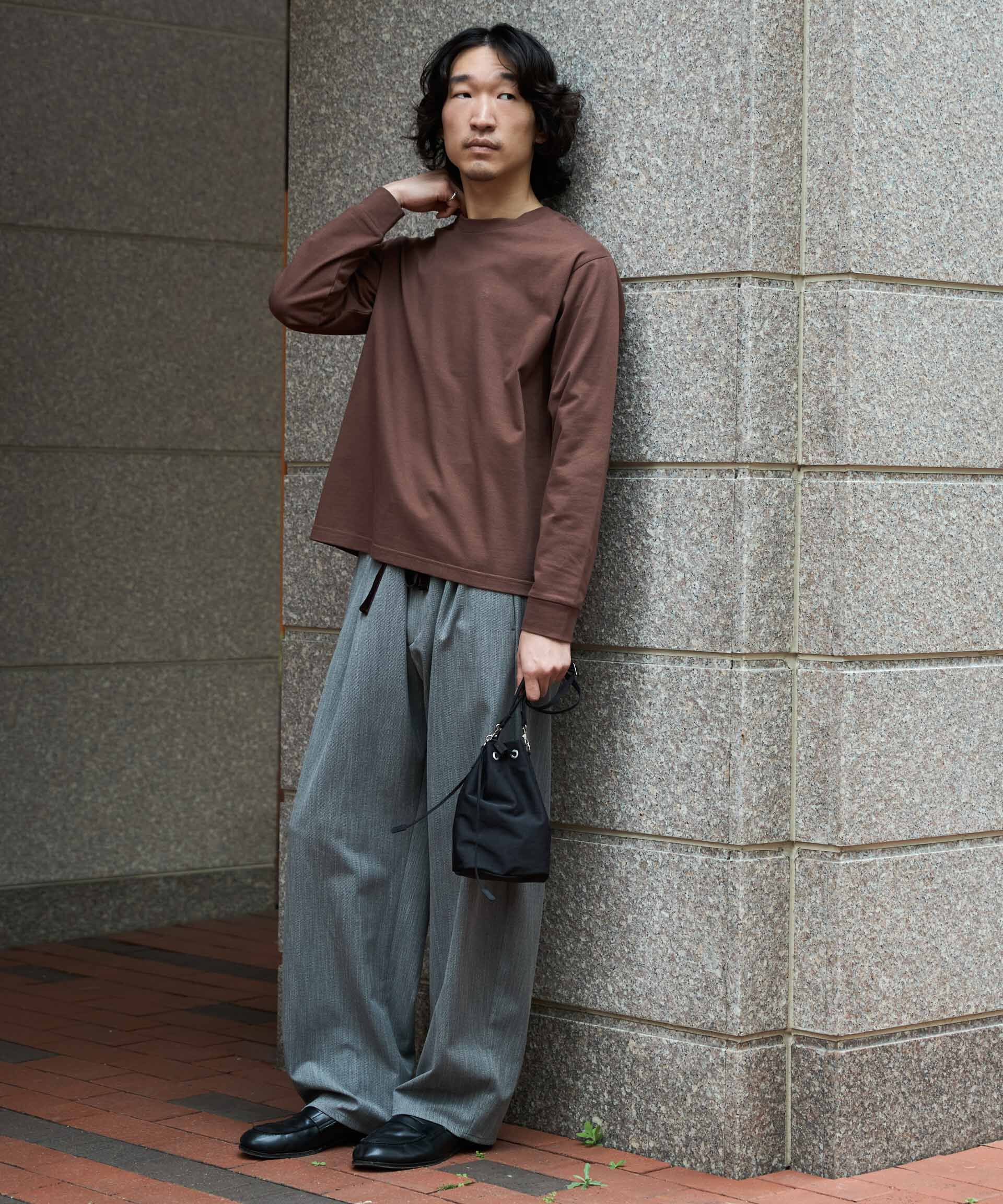 NANO universe「WEB限定/度詰めプレーティングクロップドTシャツ長袖」|Tシャツ・カットソー|