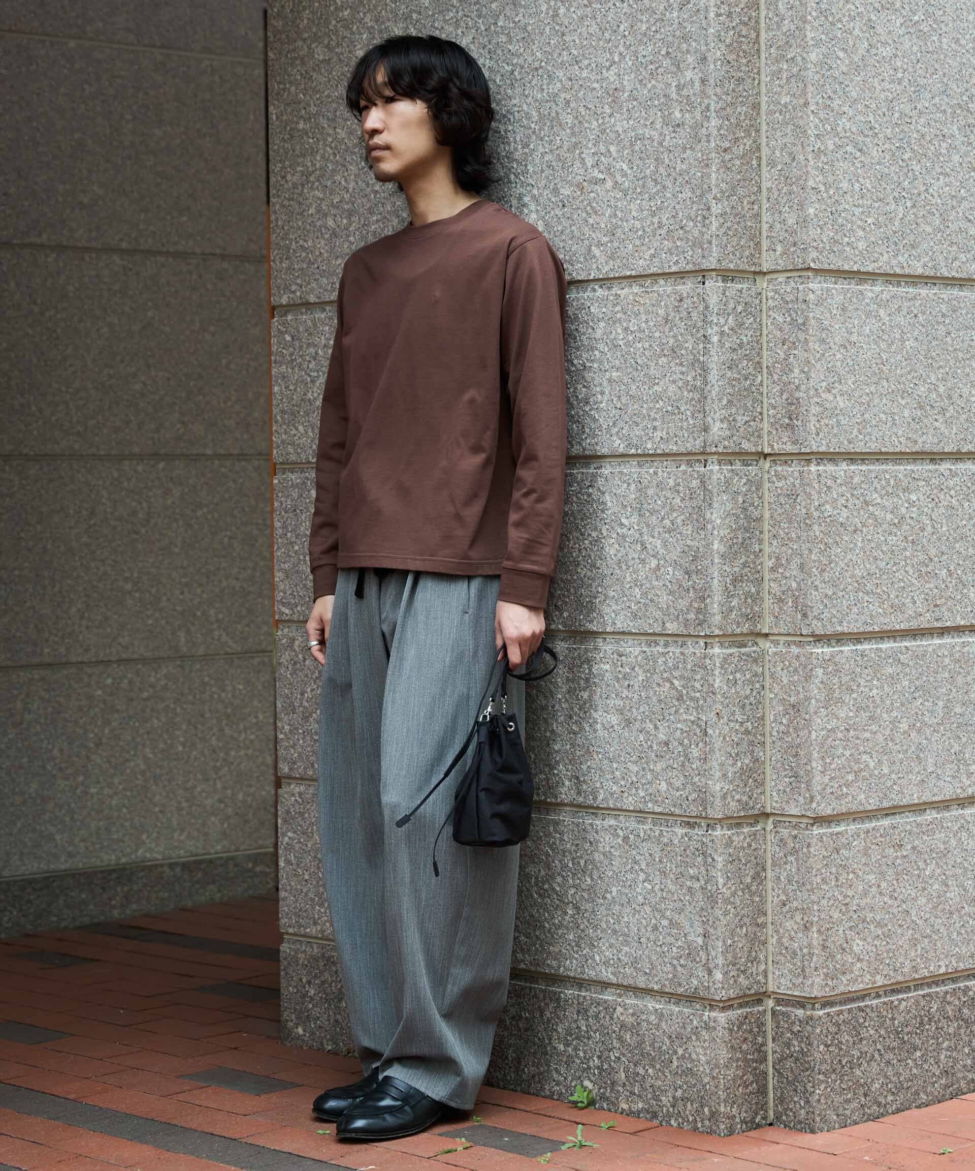 NANO universe「WEB限定/度詰めプレーティングクロップドTシャツ長袖」|Tシャツ・カットソー|