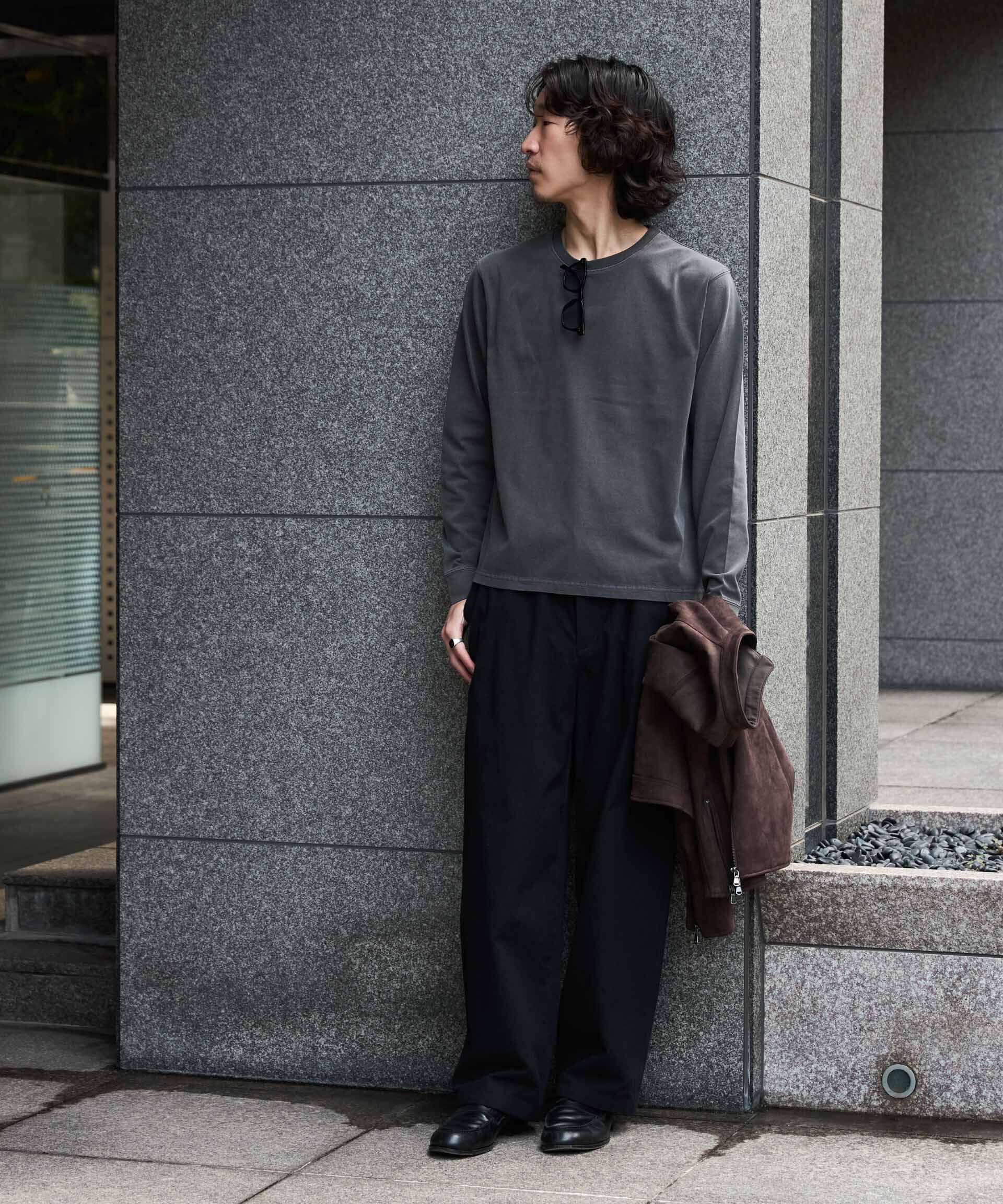 NANO universe「WEB限定/度詰めプレーティングフェードカラークロップドTシャツ長袖」|Tシャツ・カットソー|