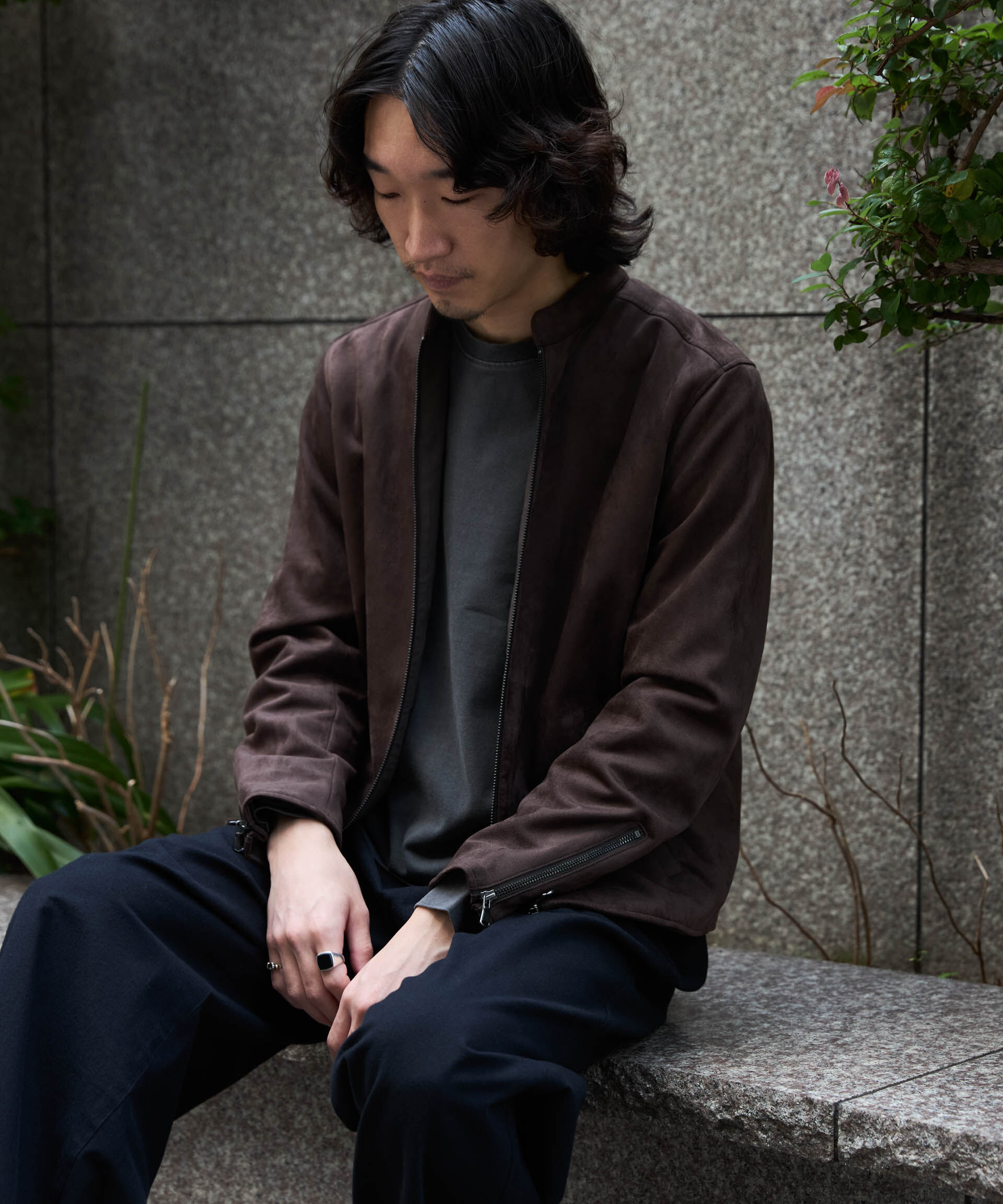 NANO universe「WEB限定/度詰めプレーティングフェードカラークロップドTシャツ長袖」|Tシャツ・カットソー|