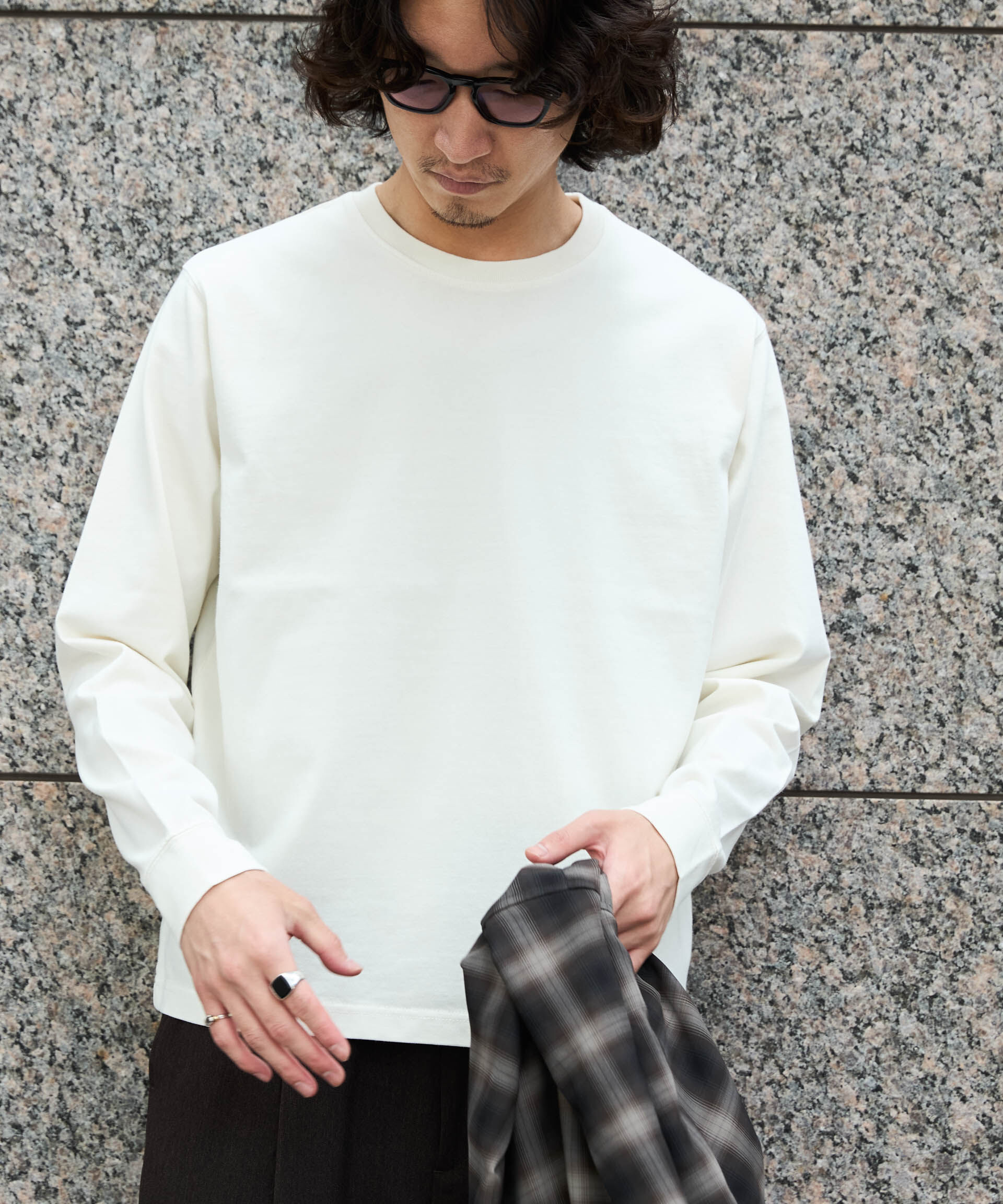 NANO universe「WEB限定/度詰めプレーティングフェードカラークロップドTシャツ長袖」|Tシャツ・カットソー|アイボリー7