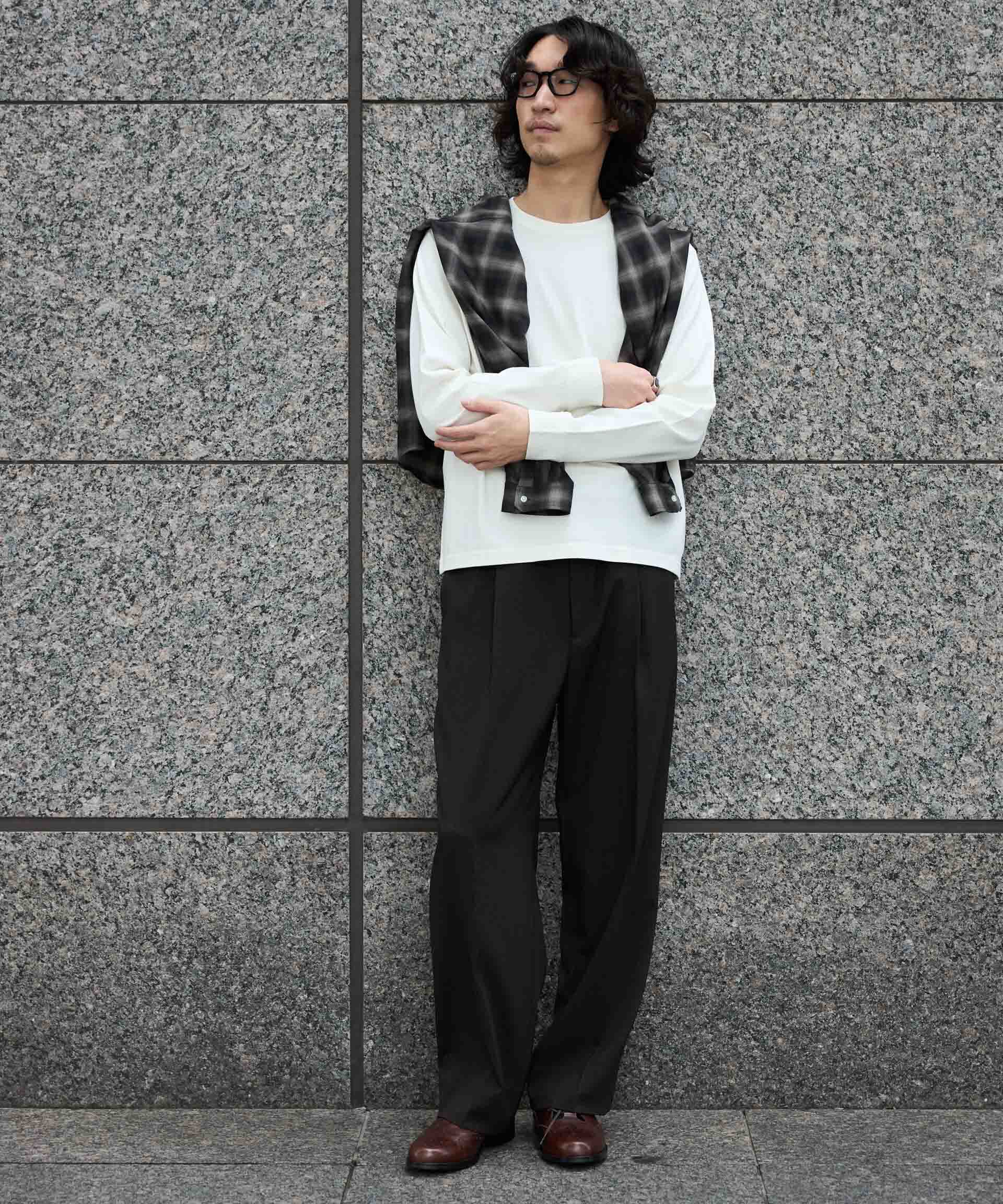 NANO universe「WEB限定/度詰めプレーティングフェードカラークロップドTシャツ長袖」|Tシャツ・カットソー|