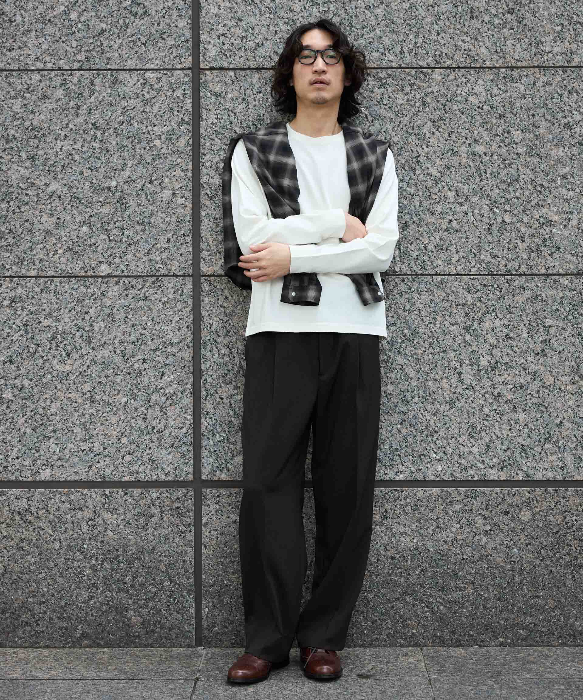 NANO universe「WEB限定/度詰めプレーティングフェードカラークロップドTシャツ長袖」|Tシャツ・カットソー|