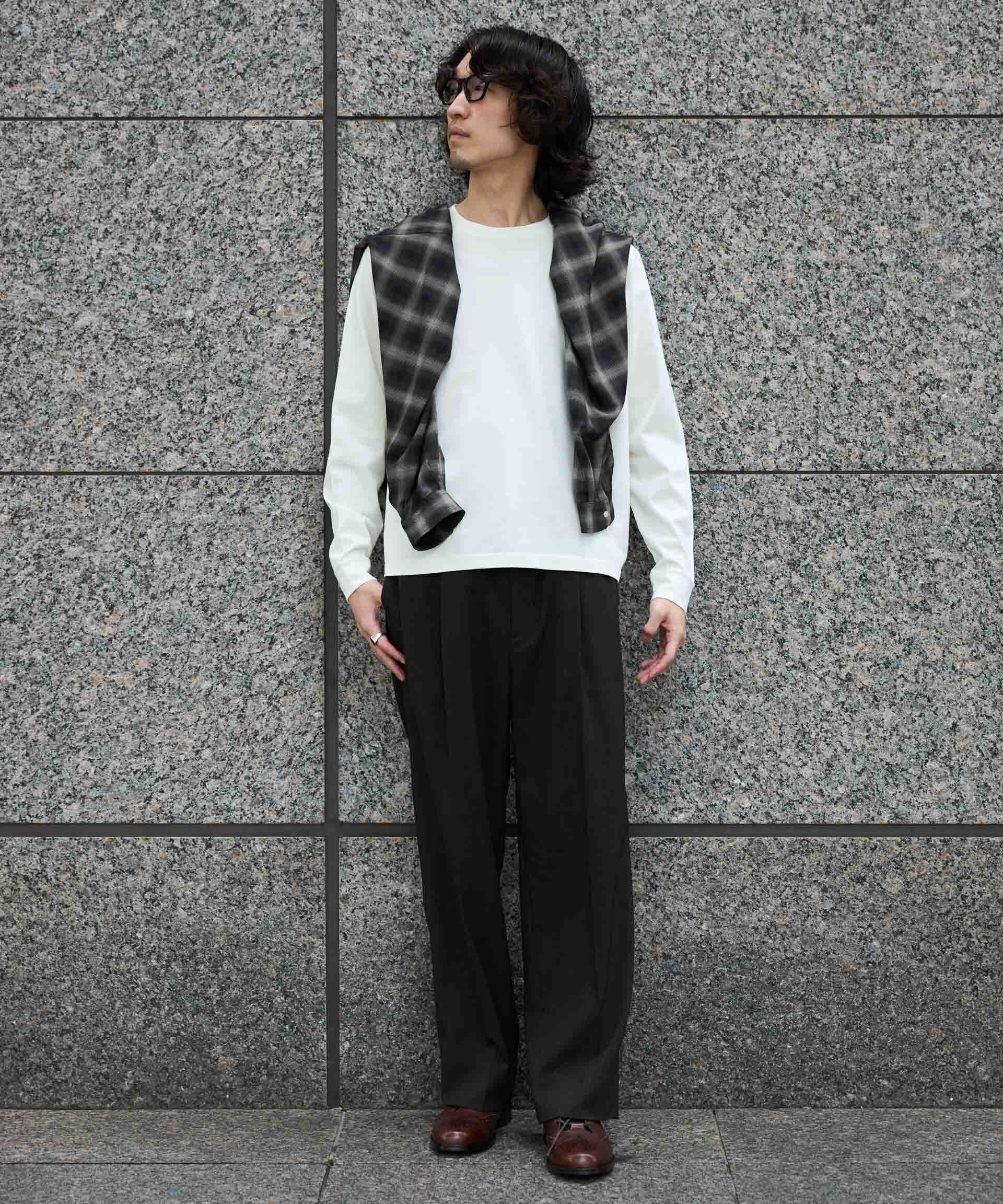 NANO universe「WEB限定/度詰めプレーティングフェードカラークロップドTシャツ長袖」|Tシャツ・カットソー|