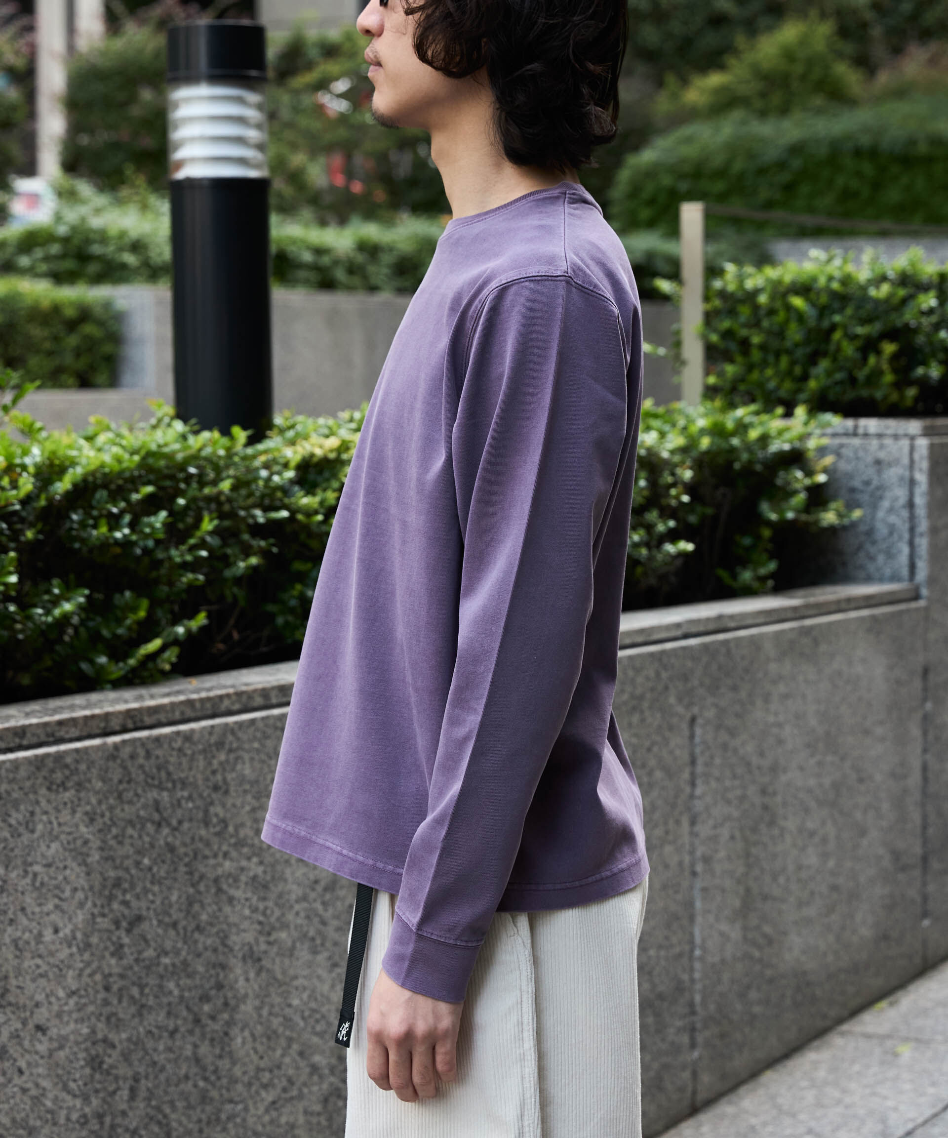 NANO universe「WEB限定/度詰めプレーティングフェードカラークロップドTシャツ長袖」|Tシャツ・カットソー|