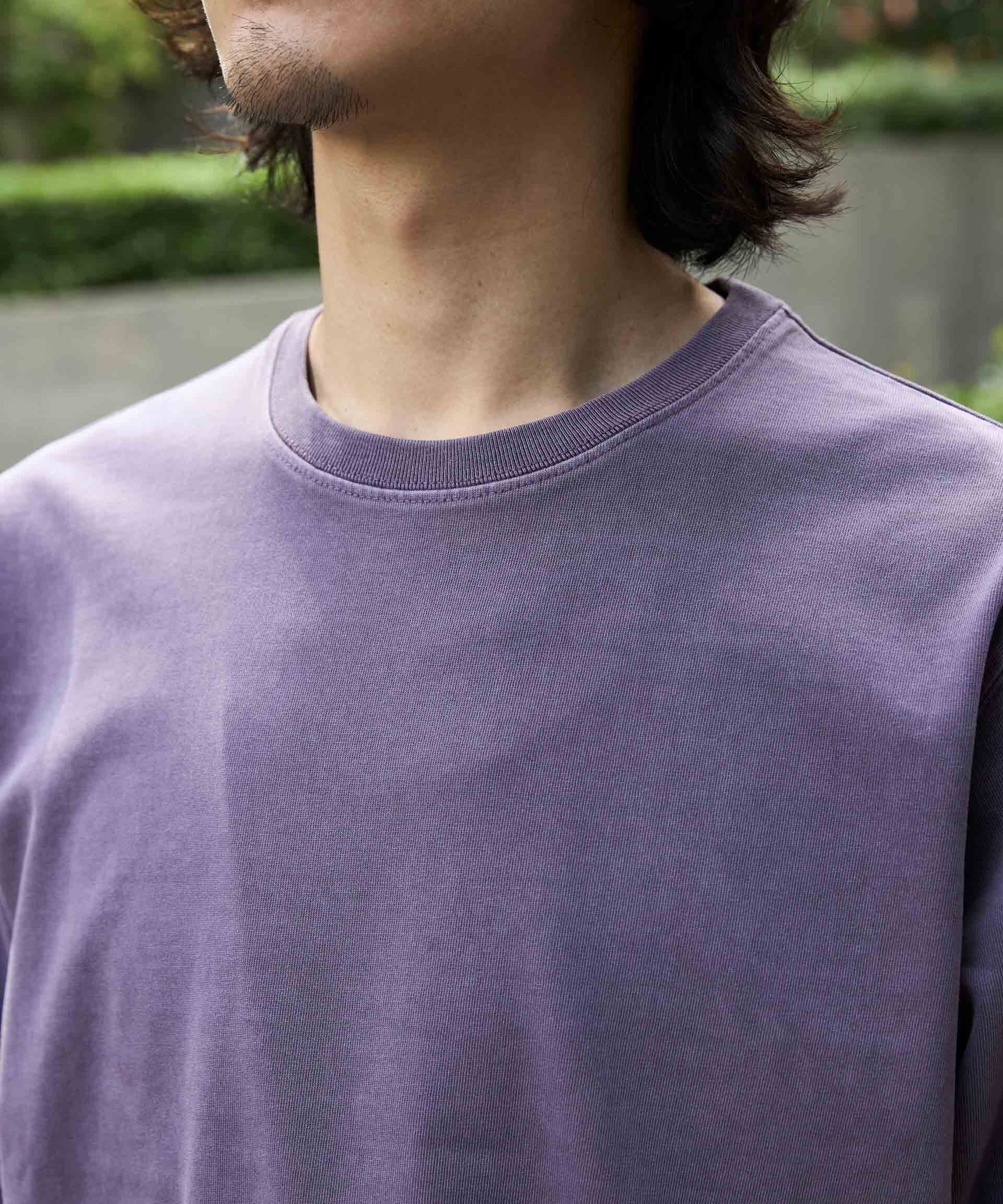 NANO universe「WEB限定/度詰めプレーティングフェードカラークロップドTシャツ長袖」|Tシャツ・カットソー|