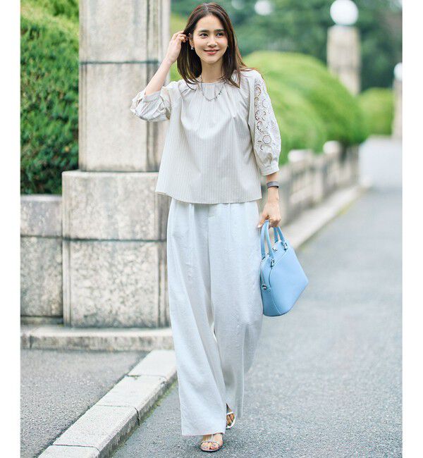 自由区「【SHIHOさん着用・セットアップ対応】リネンストレッチワイド パンツ」|その他|