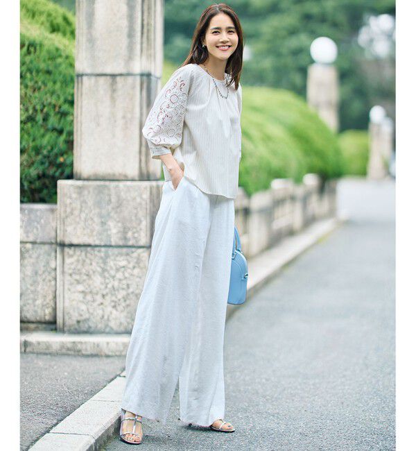 自由区「【SHIHOさん着用・セットアップ対応】リネンストレッチワイド パンツ」|その他|
