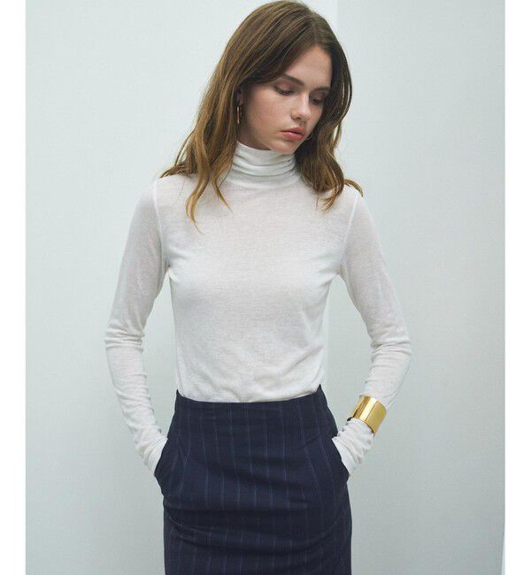 BEIGE,「【ロングセラー】SORE / シアーコットンハイネックカットソー」|Tシャツ・カットソー|White