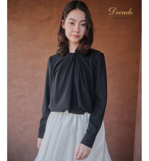 BEIGE,「【人気シリーズ】ANITA / ロングスリーブタックブラウス」|シャツ・ブラウス|Black