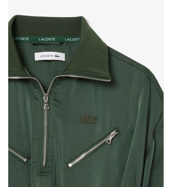 LACOSTE「サイドスリット シャイニーツイルロングドレス ハーフジップワンピース」|ワンピース|