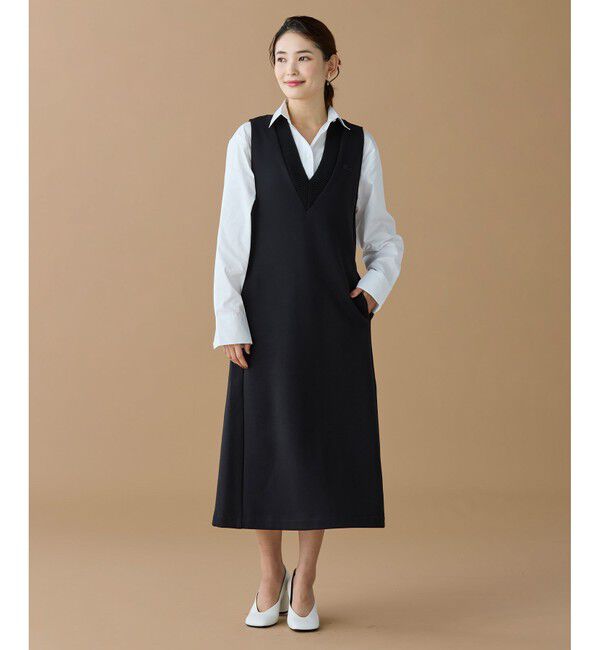 LACOSTE「ダンボールジャージニット ジャンパードレス / ジャンパースカート」|ワンピース|