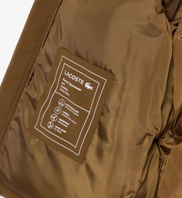 LACOSTE「撥水 防風 テクニカルファブリック ボリュームダウンフーデッドジャケット」|ダウン|
