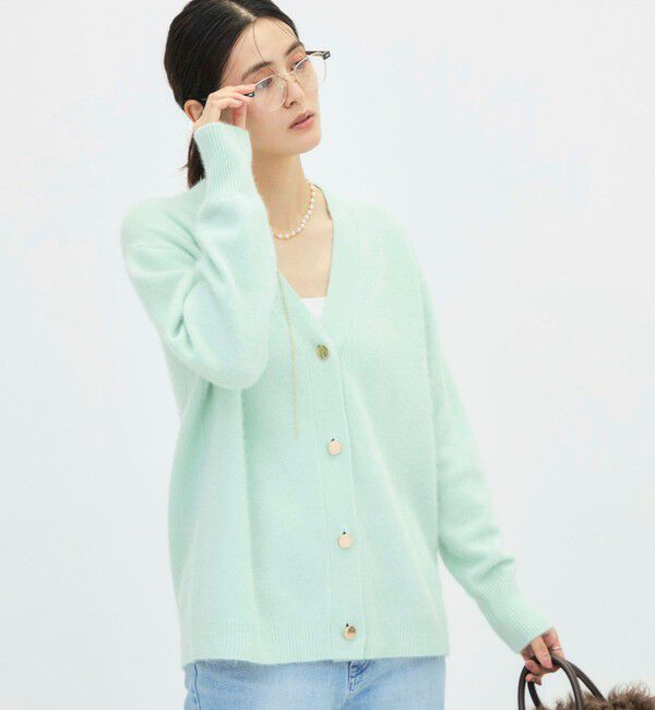 NOLLEY'S「《手洗い可能》ヘアリー長めVネックカーディガン」|カーディガン|