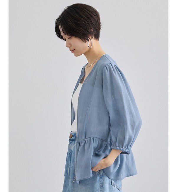 SALON adam et rope'「リネンライクシアージップアップシャツ」|シャツ・ブラウス|