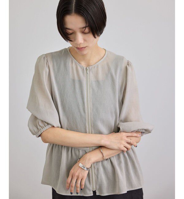 SALON adam et rope'「リネンライクシアージップアップシャツ」|シャツ・ブラウス|