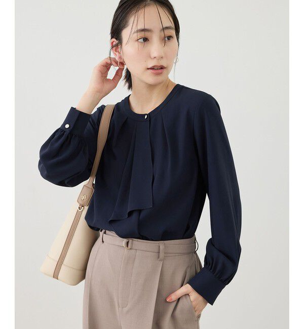 Rope&rsquo;Picnic「【WEB限定サイズ】配色アソートボウタイブラウス」|シャツ・ブラウス|ネイビー(40)