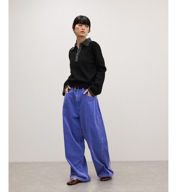 ADAM ET ROPE'「【WEB限定】・【定番】バイカラーポロニットプルオーバー」|ポロシャツ|