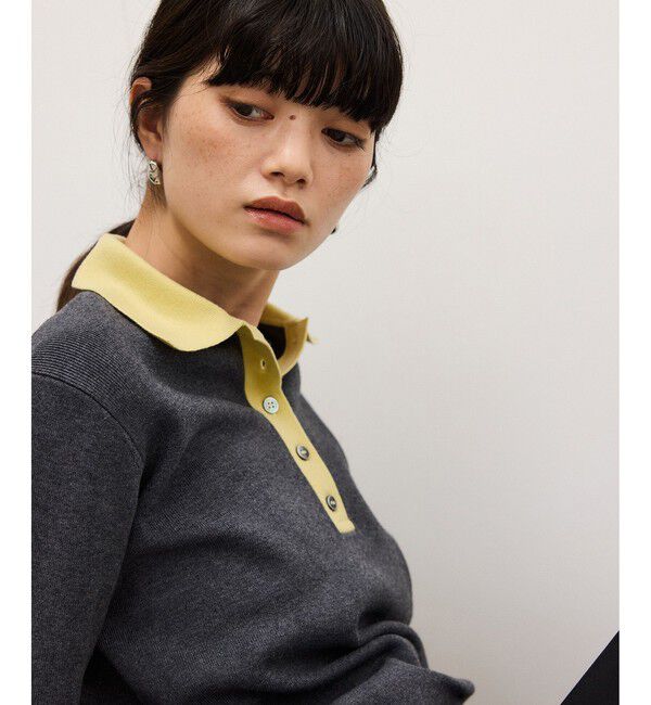 ADAM ET ROPE'「【WEB限定】・【定番】バイカラーポロニットプルオーバー」|ポロシャツ|