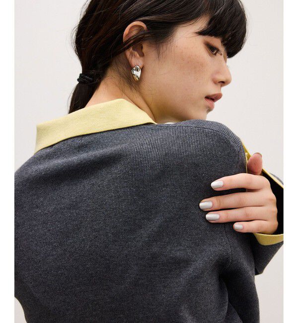 ADAM ET ROPE'「【WEB限定】・【定番】バイカラーポロニットプルオーバー」|ポロシャツ|
