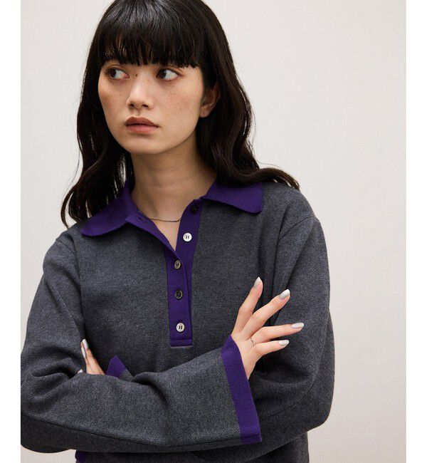 ADAM ET ROPE'「【WEB限定】・【定番】バイカラーポロニットプルオーバー」|ポロシャツ|