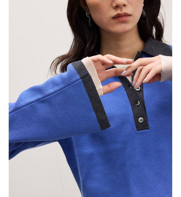 ADAM ET ROPE'「【WEB限定】・【定番】バイカラーポロニットプルオーバー」|ポロシャツ|