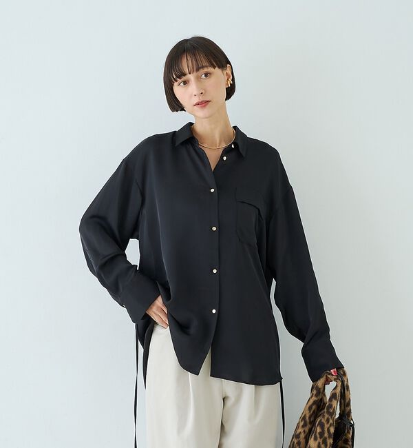 Rouge vif「サテンウエストリボン付きシャツ」|シャツ・ブラウス|