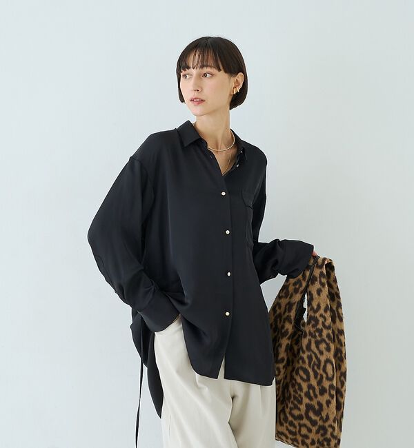 Rouge vif「サテンウエストリボン付きシャツ」|シャツ・ブラウス|