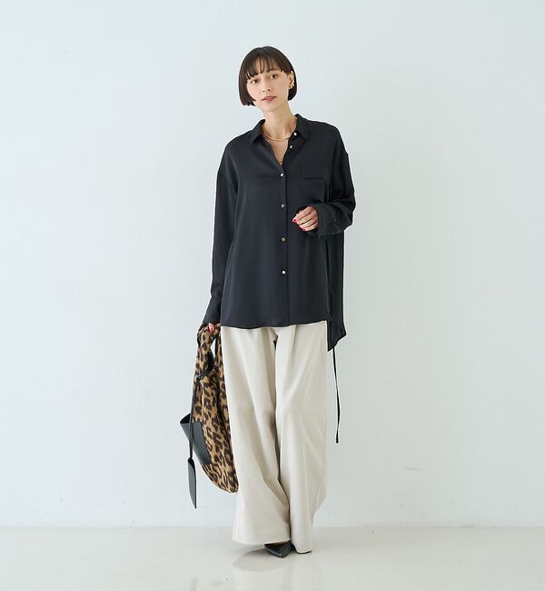 Rouge vif「サテンウエストリボン付きシャツ」|シャツ・ブラウス|