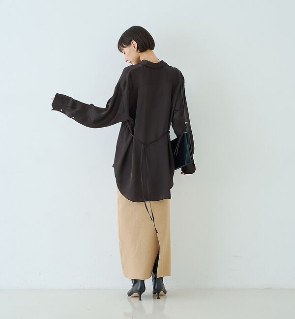 Rouge vif「サテンウエストリボン付きシャツ」|シャツ・ブラウス|
