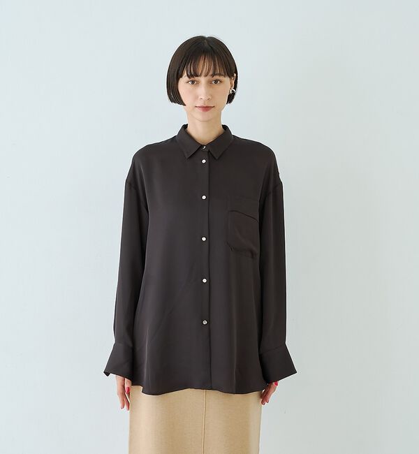 Rouge vif「サテンウエストリボン付きシャツ」|シャツ・ブラウス|