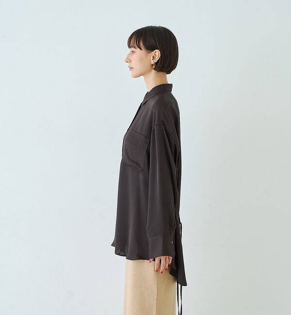 Rouge vif「サテンウエストリボン付きシャツ」|シャツ・ブラウス|