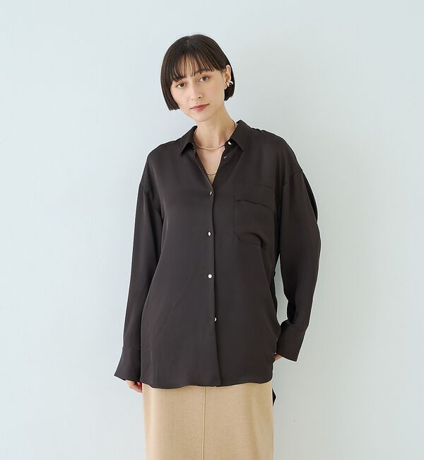 Rouge vif「サテンウエストリボン付きシャツ」|シャツ・ブラウス|