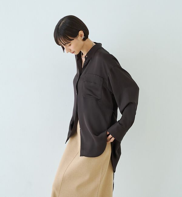 Rouge vif「サテンウエストリボン付きシャツ」|シャツ・ブラウス|