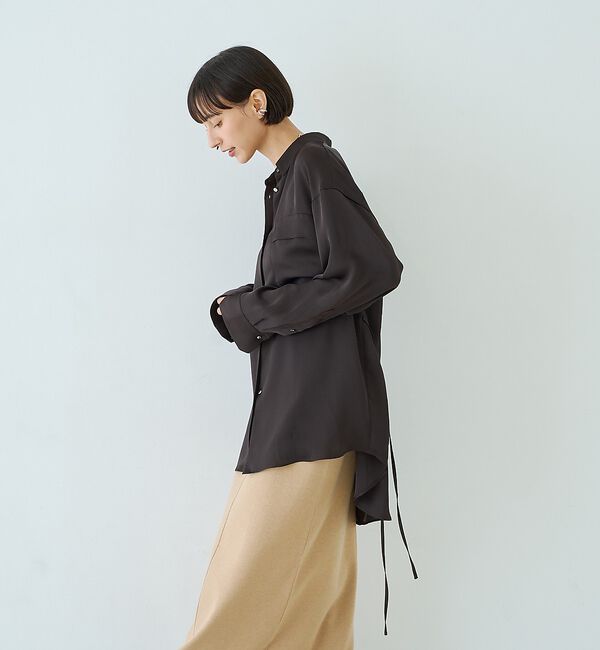 Rouge vif「サテンウエストリボン付きシャツ」|シャツ・ブラウス|