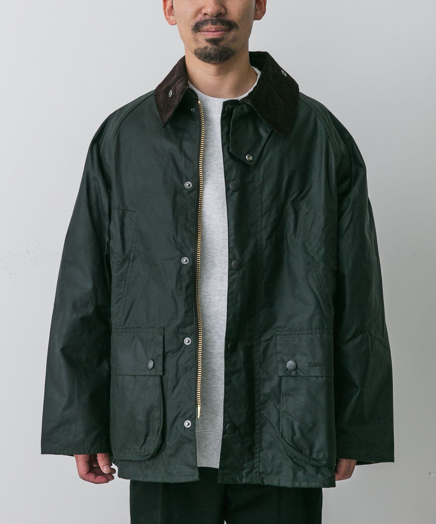 URBAN RESEARCH DOORS「OS BEDALE WAX JACKET」|ノーカラーコート|カーキ