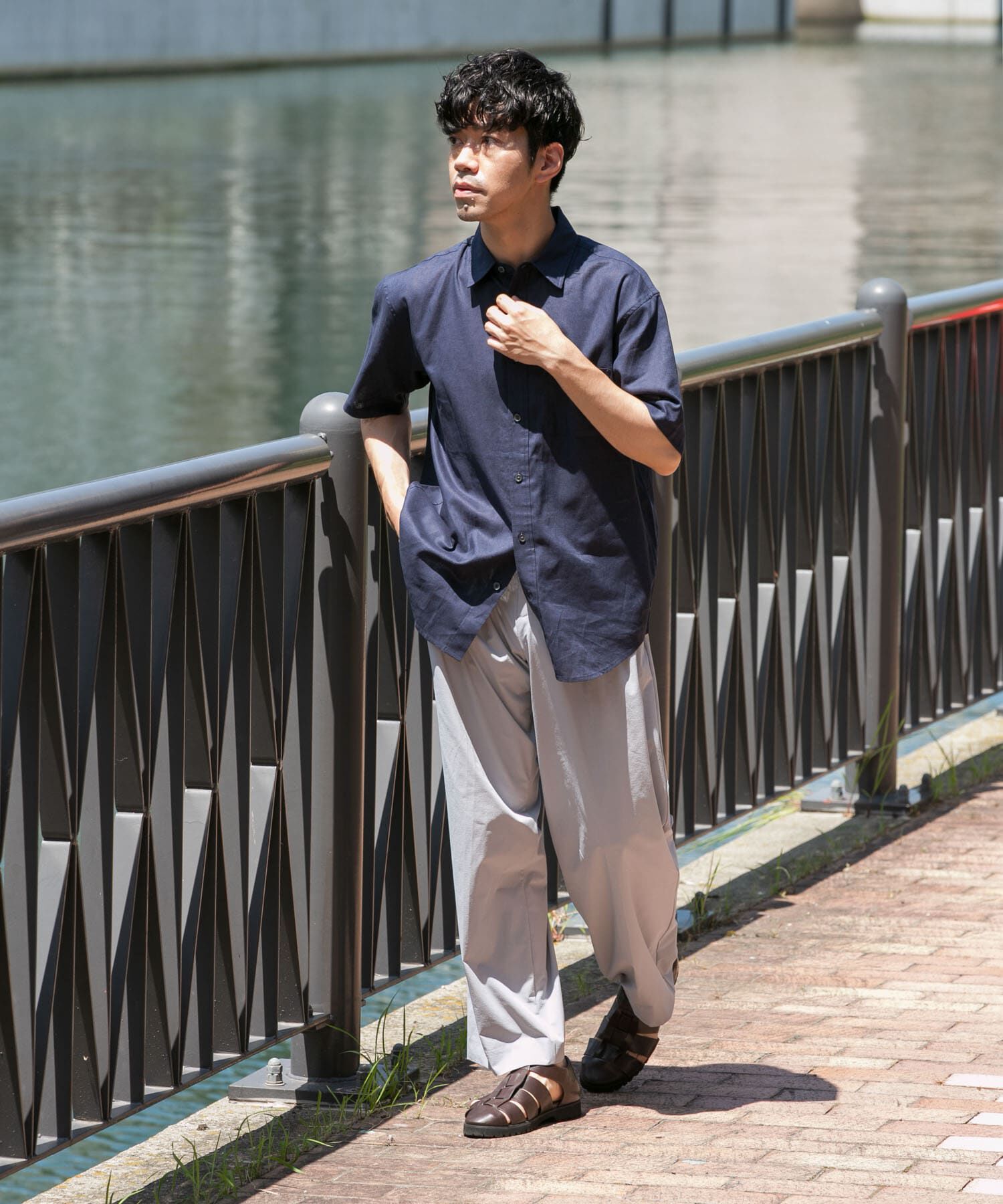 URBAN RESEARCH ROSSO「『XLサイズあり』リラックスコットンリネンレギュラーカラー半袖シャツ」|シャツ・ブラウス|