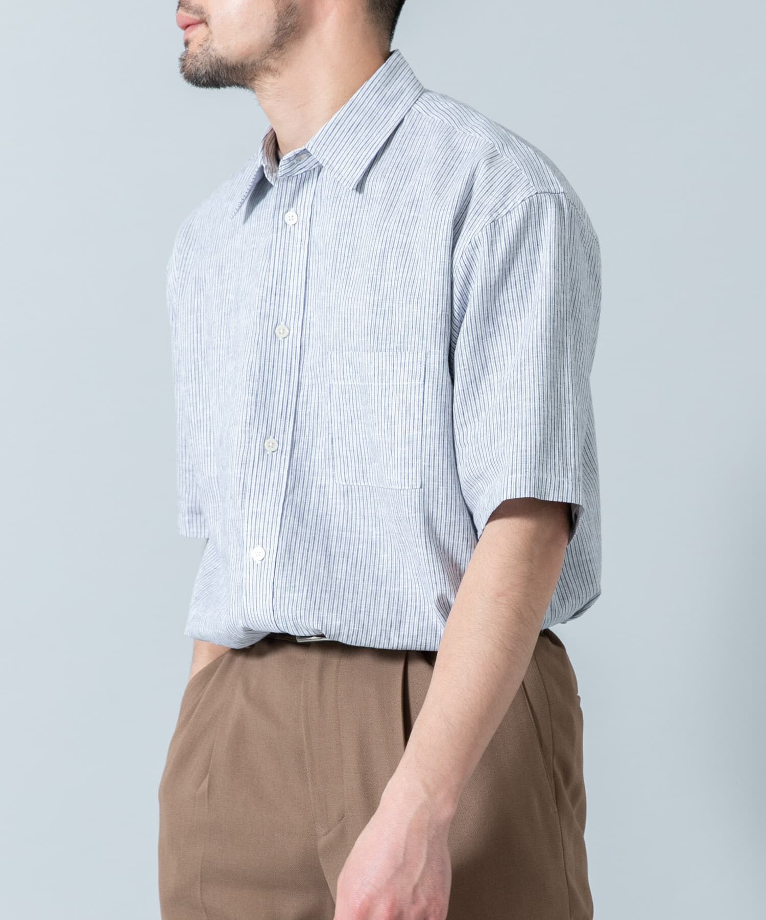 URBAN RESEARCH ROSSO「『XLサイズあり』リラックスコットンリネンレギュラーカラー半袖シャツ」|シャツ・ブラウス|