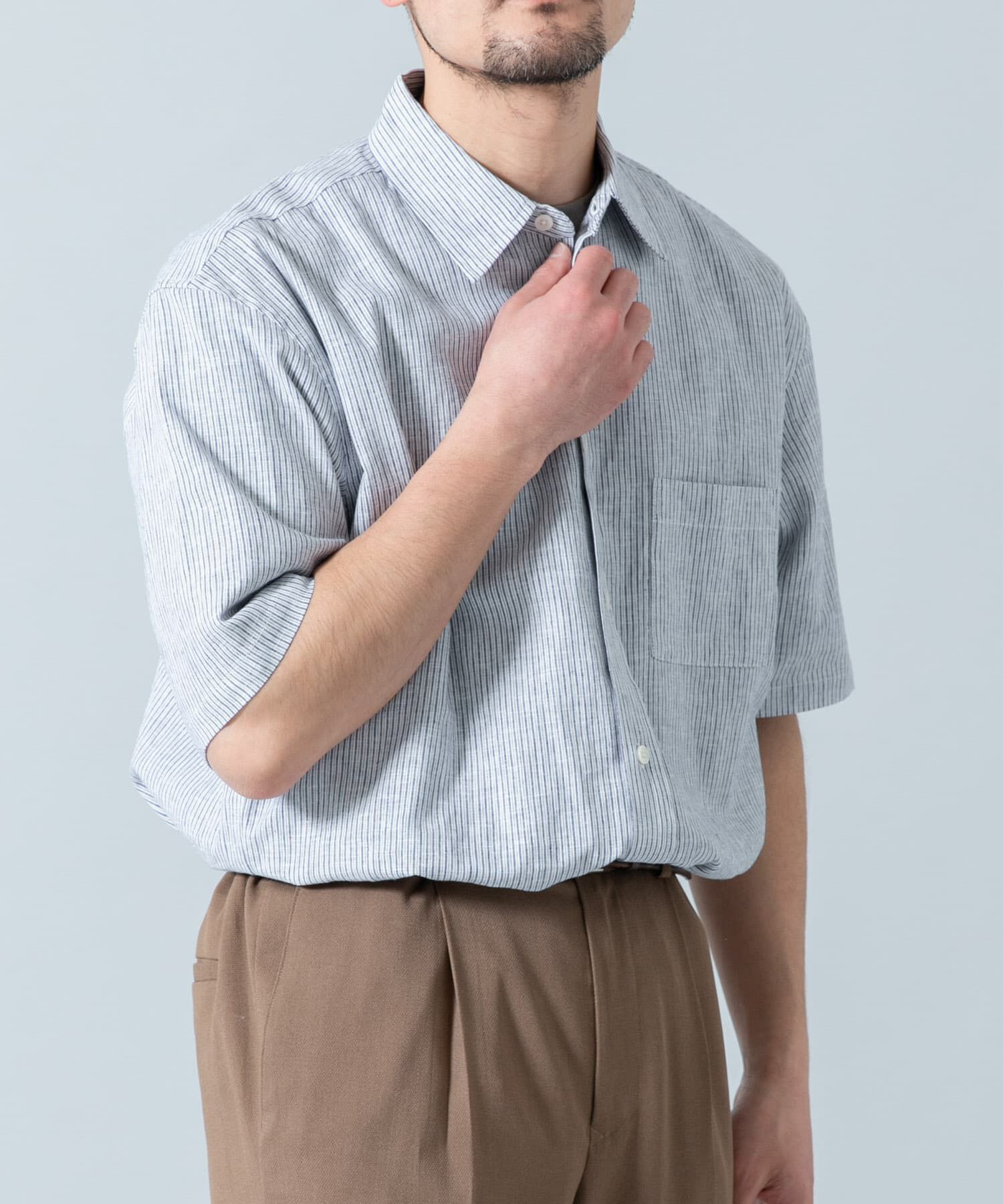 URBAN RESEARCH ROSSO「『XLサイズあり』リラックスコットンリネンレギュラーカラー半袖シャツ」|シャツ・ブラウス|