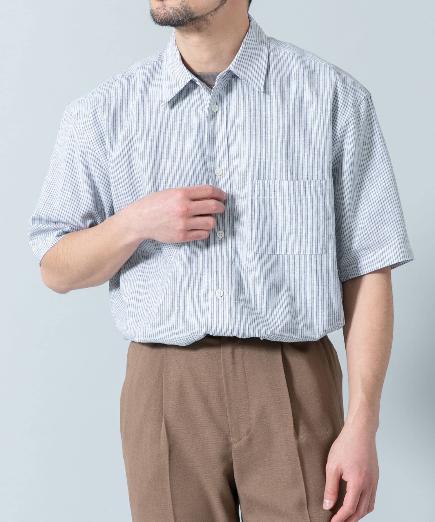 URBAN RESEARCH ROSSO「『XLサイズあり』リラックスコットンリネンレギュラーカラー半袖シャツ」|シャツ・ブラウス|