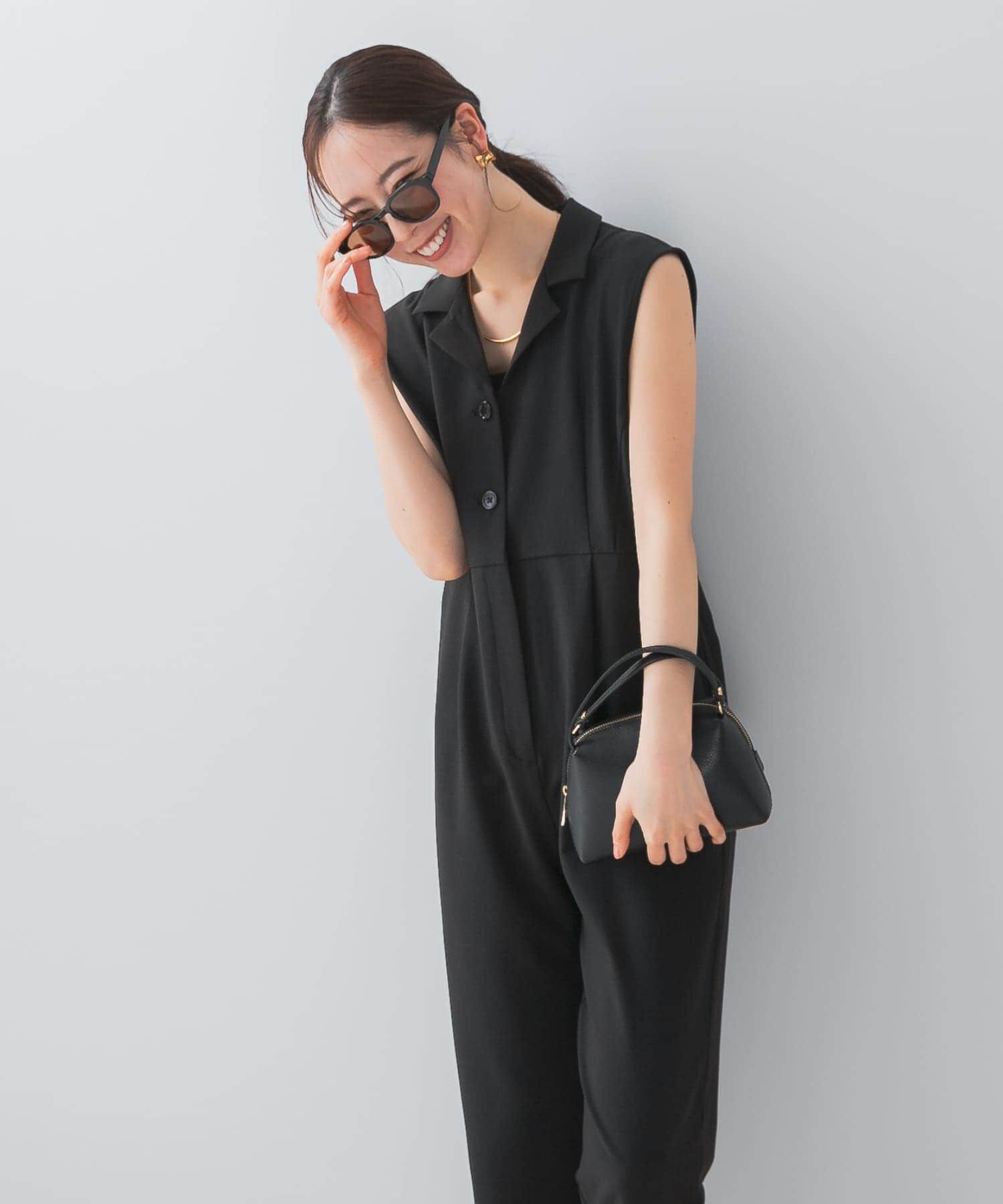 URBAN RESEARCH ROSSO「『UR TECH DRYLUXE』F by ROSSO　オープンカラーオールインワン」|スカート|ブラック