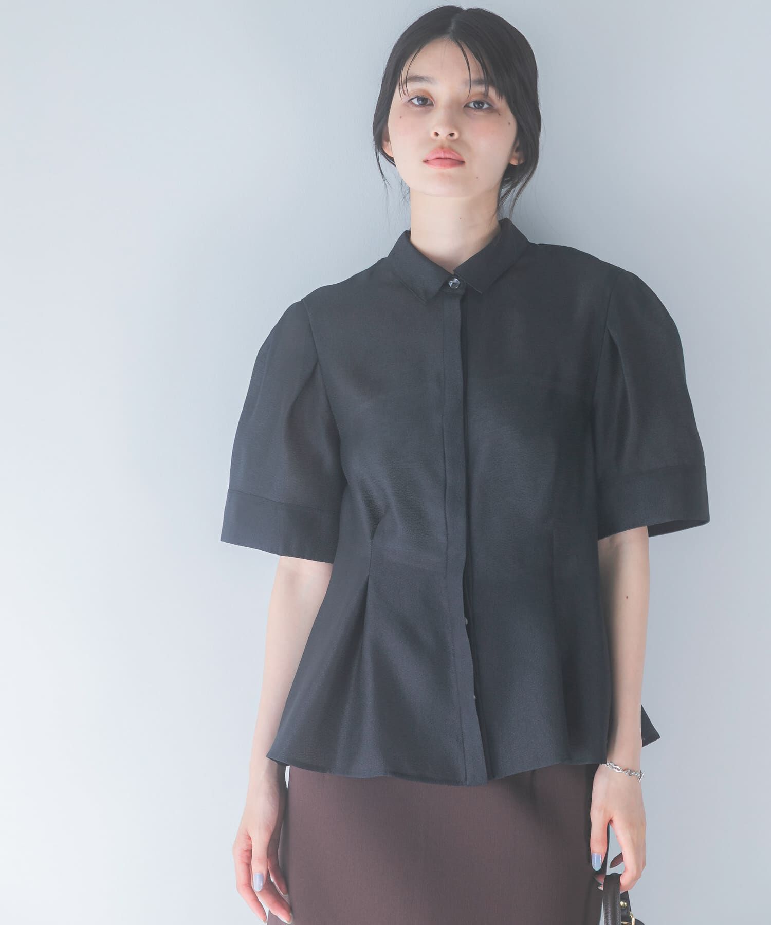 URBAN RESEARCH ROSSO「シアーオーガンジーフォルムシャツ」|シャツ・ブラウス|ブラック