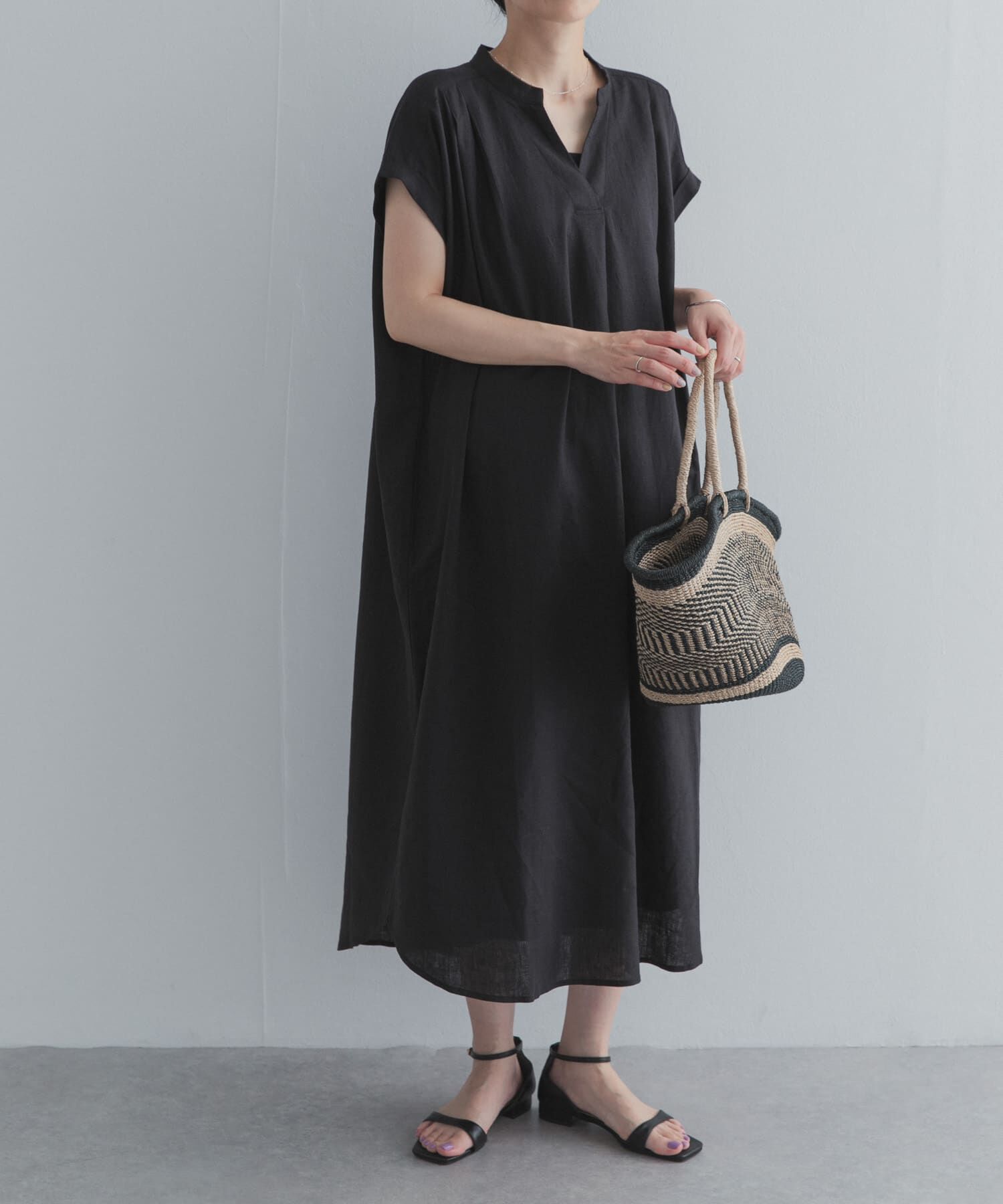 URBAN RESEARCH DOORS「リネンレーヨンスキッパーフレンチワンピース」|ワンピース|