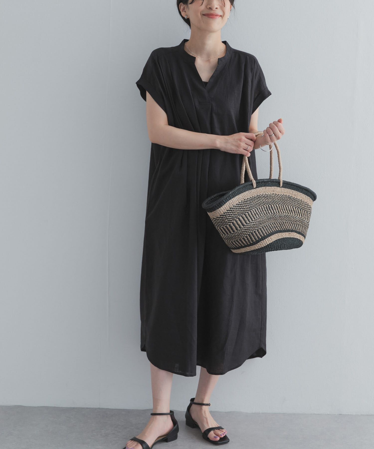 URBAN RESEARCH DOORS「リネンレーヨンスキッパーフレンチワンピース」|ワンピース|